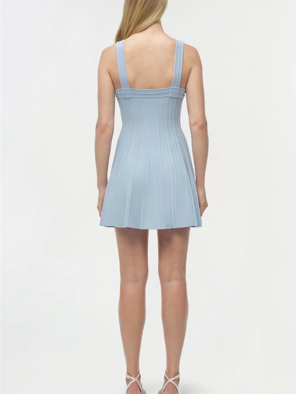 Simkhai Light Blue Square Neck Ribbed Mini Dress - Picture 4 of 7